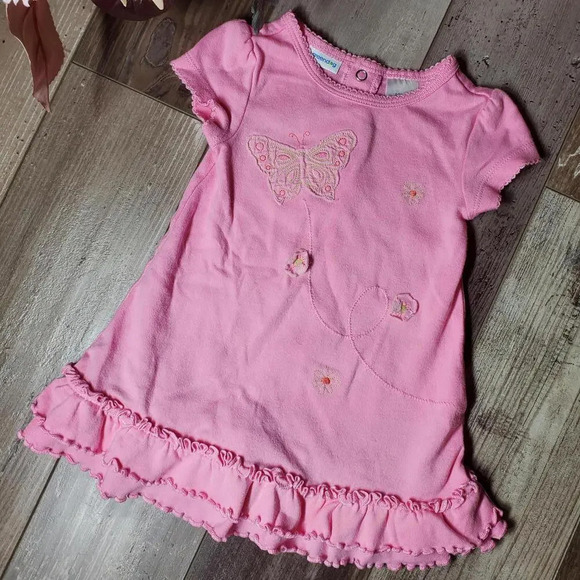 baby greendog pink butterfly baby girl's dress size 6-9 months 100% cotton - Picture 7 of 11